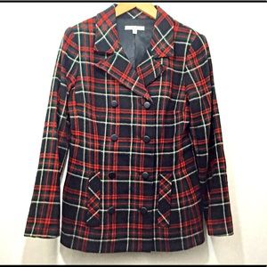 Cabi Tartan Plaid Jacket Red & Black  Wool Blend!